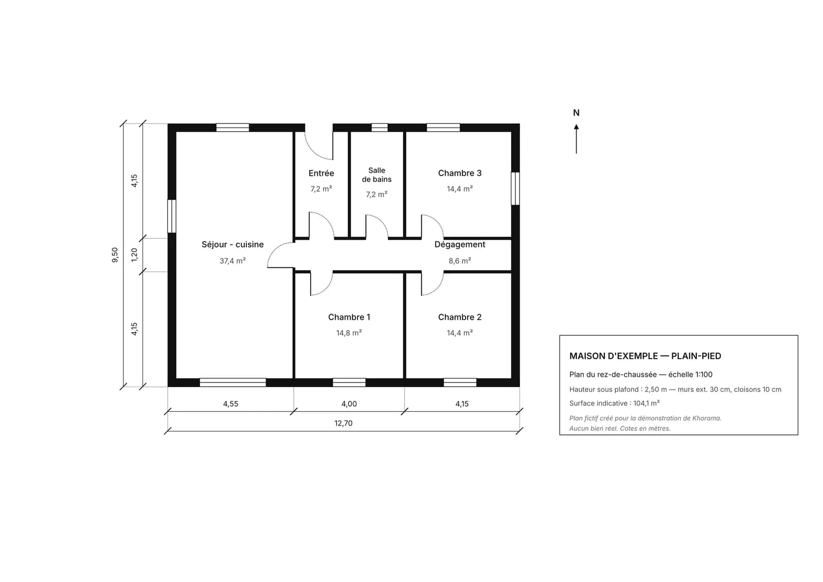 Plan 2D de la maison d'exemple