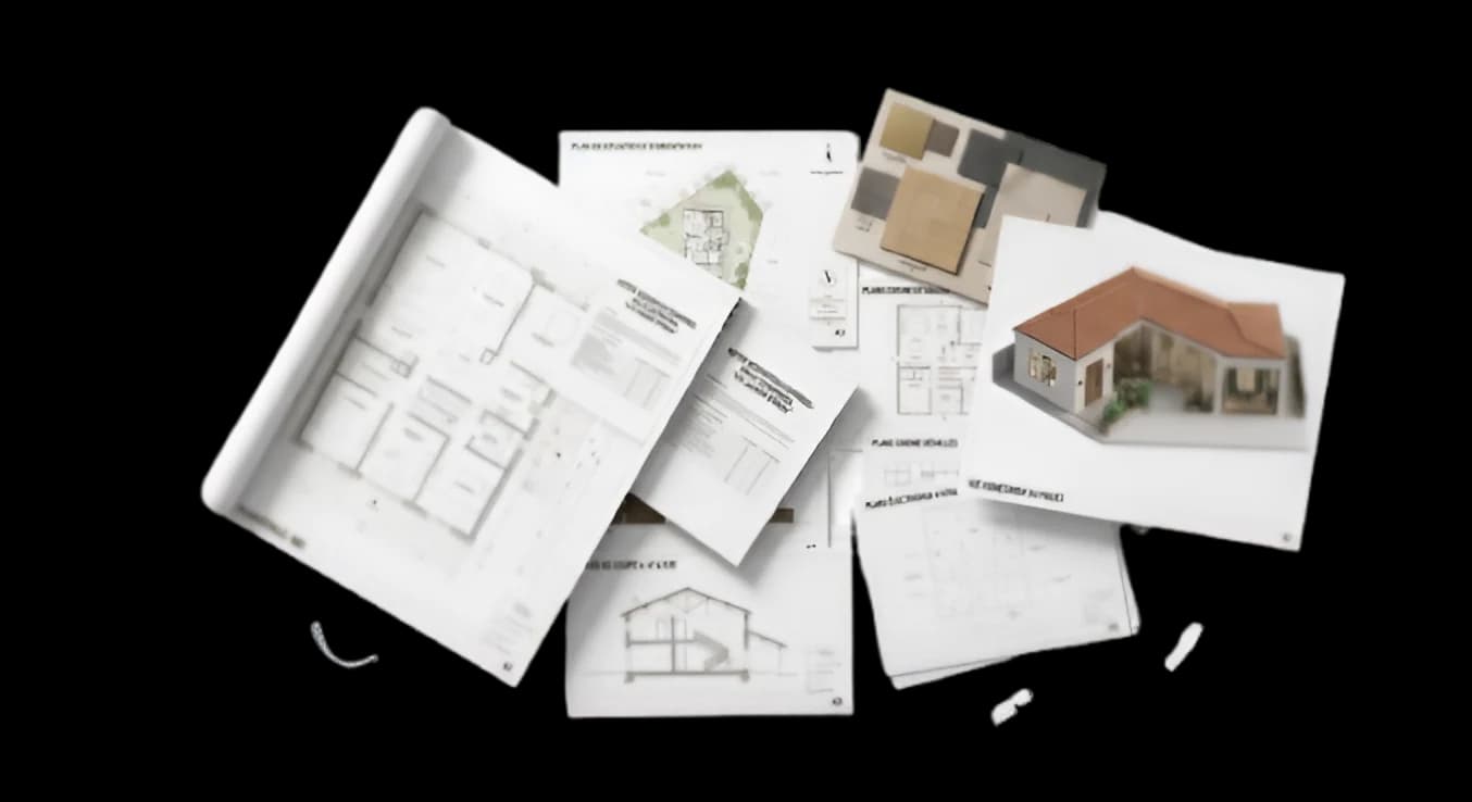 Plans 2D, coupes, façades, plan de situation et notice descriptive